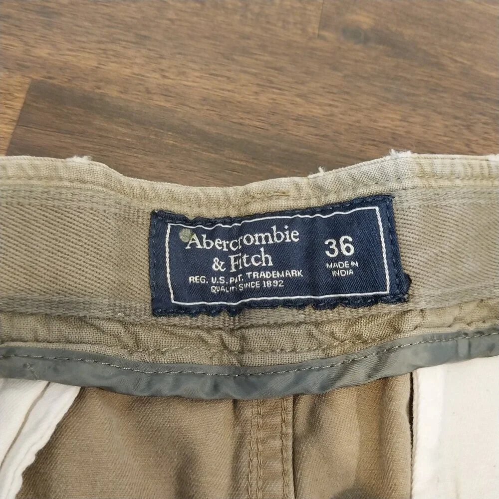 Vintage Abercrombie & Fitch Cargo Shorts Mens 36 Tan Khaki 100% Cotton Twill 90s